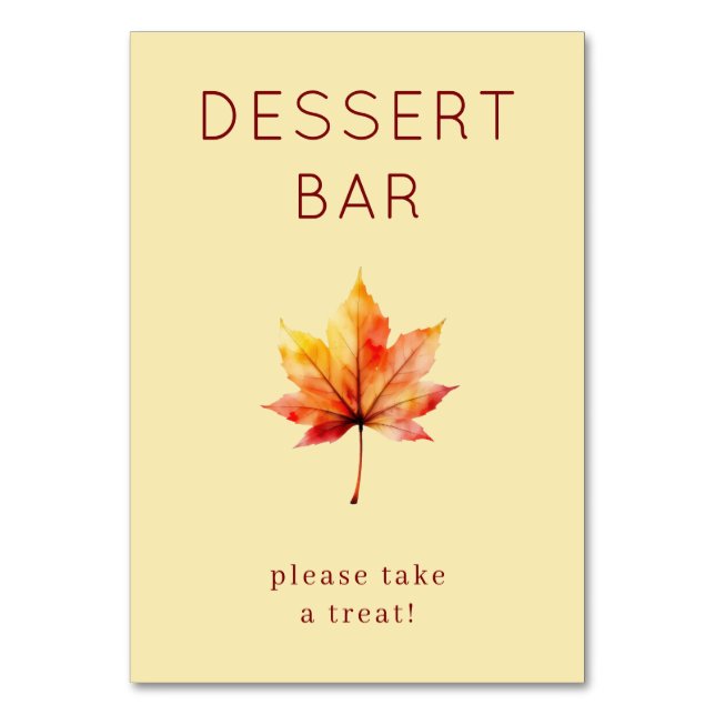 Cozy Autumn Maple Leaf Watercolor Table Number (Front)