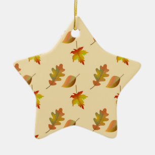 Cozy autumn maple leaves oak leaves ceramic tree decoration