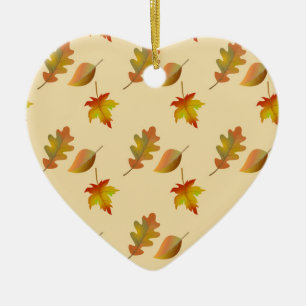 Cozy autumn maple leaves oak leaves ceramic tree decoration