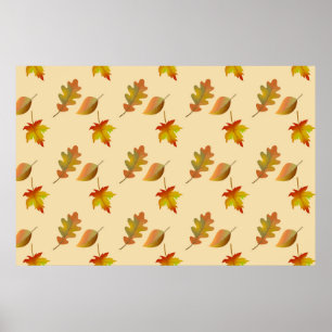 Cozy autumn maple leaves oak leaves poster