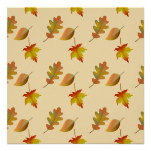 Cozy autumn maple leaves oak leaves poster