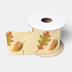 Cozy autumn maple leaves oak leaves satin ribbon
