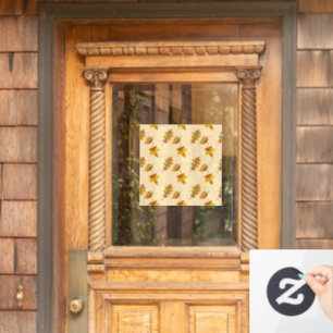 Cozy autumn maple leaves oak leaves window cling