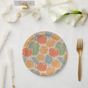 Cozy Autumn Pumpkin Paper Plates & Party Supplies 
