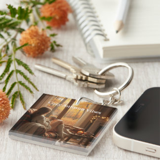Cozy Autumn Vibes | Personalized Fall Cabin Window Key Ring