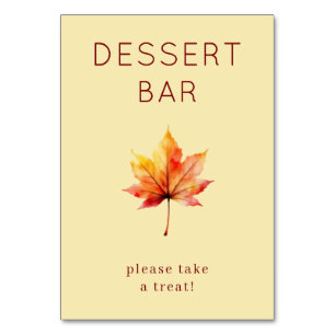 Cozy Autumn Watercolor Maple Leaf Table Number