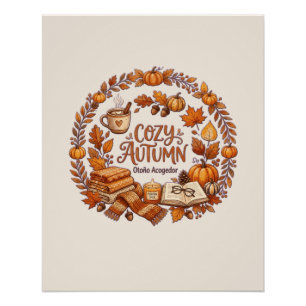 Cozy Autumn Wreath Poster