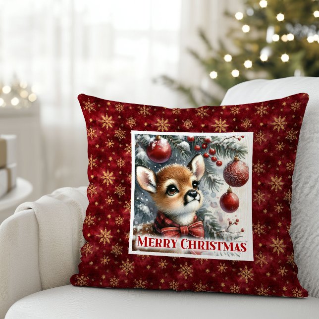 Cozy Baby Deer Snowy Forest Kids Gift Christmas  Cushion (Cozy Baby Deer Snowy Forest Kids Gift Christmas Pillow

)