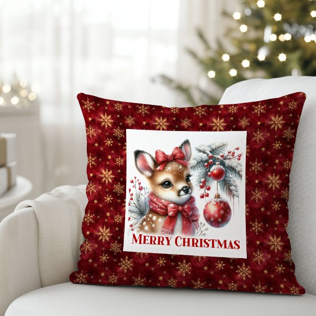 Cozy Baby Deer Winter Scene Kids Room Decor Xmas Cushion (Cozy Baby Deer Winter Scene Kids Room Decor Christmas Pillow

)