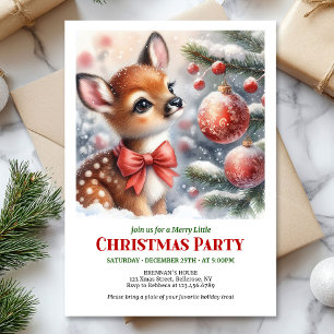 Cozy baby fawn wintery scene watercolor editable  invitation