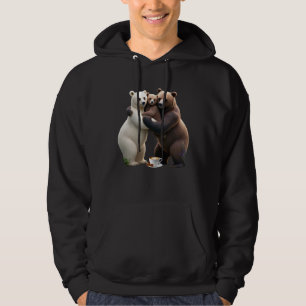 Cozy Bear Family Hug Adult Pullover Hoodie 