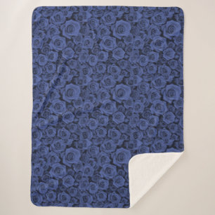 Cozy Blue Rose Floral Sherpa Blanket