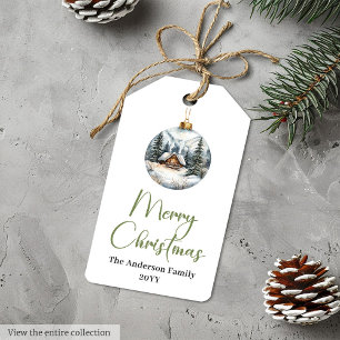 Cozy Bohemian Watercolor Holiday Greeting Gift Tag