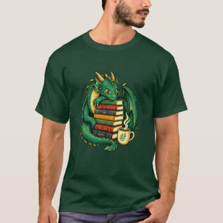Cozy Book Dragon Reader T-Shirt | Fantasy Gift