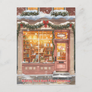 Cozy Bookstore Christmas Holiday Greeting