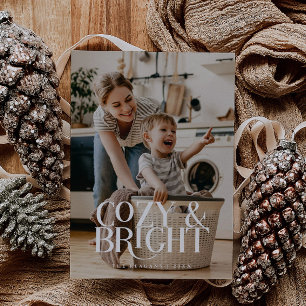 Cozy Bright Elegant Photo  Holiday Card