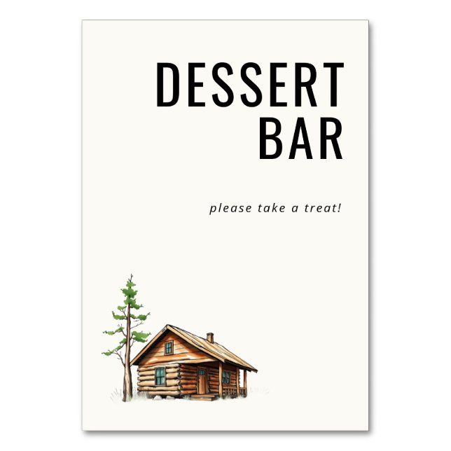 Cozy Brown Watercolor Cabin Illustration Table Number (Front)