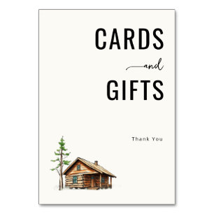 Cozy Brown Watercolor Cabin Nature Scene Table Number