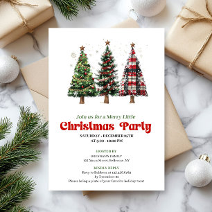 Cozy buffalo plaid Christmas tree holiday invite