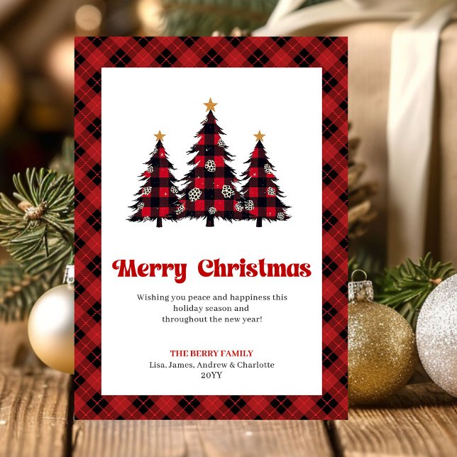 Cozy Buffalo Plaid Tree Christmas Greeting Holiday Card (Cozy Buffalo Plaid Tree Christmas Greeting Holiday Card)