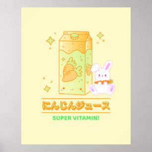 COZY BUNNY WITH CARROT JUICE POSTER
