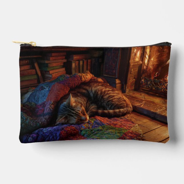 Cozy Cabin Cat Nap Scene Pouch (Front)
