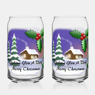 Cozy Cabin Christmas Can Glass