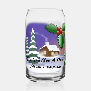 Cozy Cabin Christmas Can Glass
