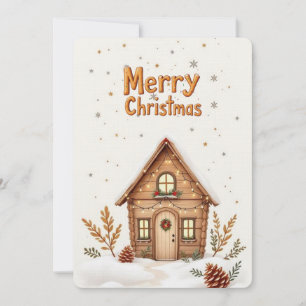 Cozy Cabin Christmas Card   Rustic Holiday