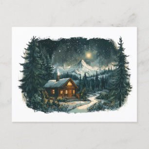 Cozy Cabin in a Winter Wonderland Postcard