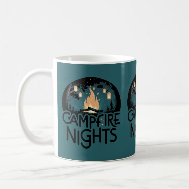 Cozy Campfire Nights Rustic Outdoor Adventure Coffee Mug (Left)