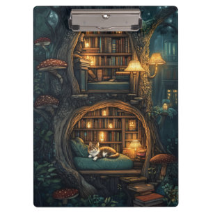 Cozy Cat in a Magical Treehouse Library Clipboard