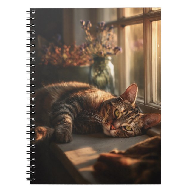 Cozy Cat in Sunlight Spiral Notebook (Front)