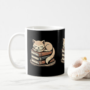 Cozy Cat On Books Lover Pet Owners & Cat Lovers Coffee Mug