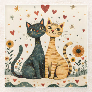 Cozy Cats Glass Coaster