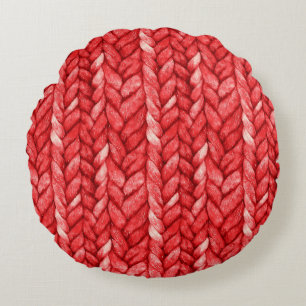 Cozy Chic Red Sweater   Round Cushion