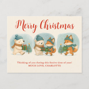 Cozy Christmas Animals  Adorable Holiday Postcard