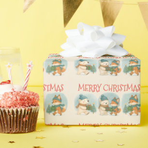 Cozy Christmas Animals Wrapping Paper Roll