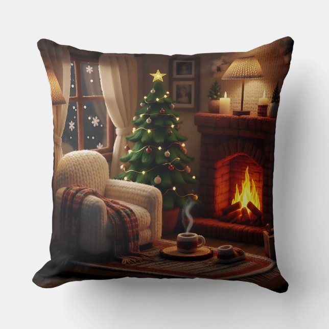 Cozy Christmas atmosphere, in a knitted style Cushion (Front)