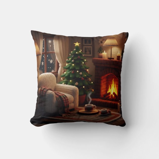 Cozy Christmas atmosphere, in a knitted style Cushion (Front)
