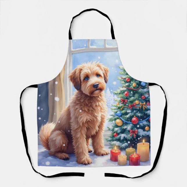 Cozy Christmas Bouvier des Flandres Art Apron (Front)