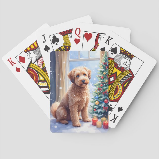 Cozy Christmas Bouvier des Flandres Art Playing Cards (Back)