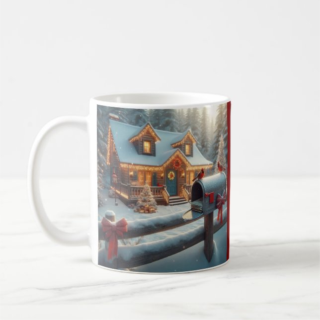 Cozy Christmas Cabin Winter Wonderland Coffee Mug (Left)