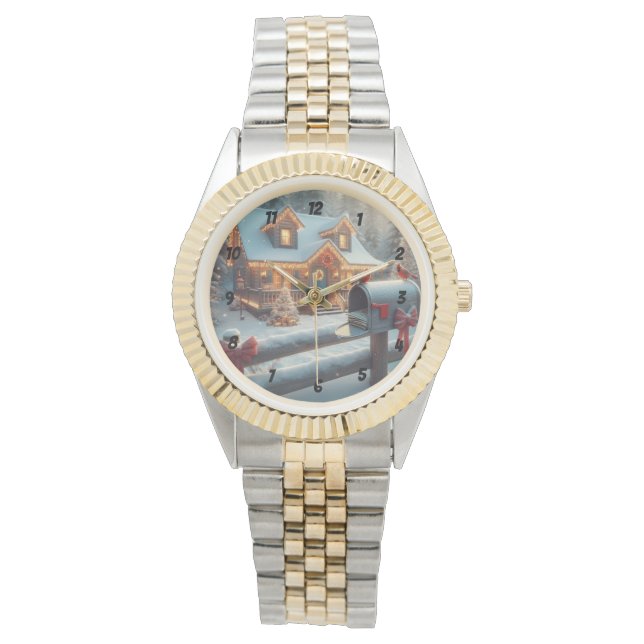 Cozy Christmas Cabin Winter Wonderland Watch (Front)