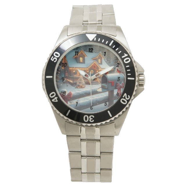 Cozy Christmas Cabin Winter Wonderland Watch (Front)