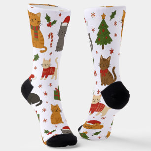 Cozy Christmas Cats Pattern Socks