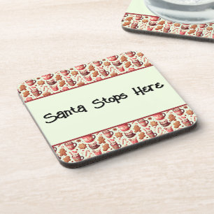 Cozy Christmas Cocoa and Gingerbread Pattern Coaster