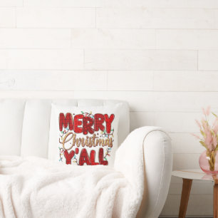 Cozy Christmas Cushion with Santa Claus Illustrati