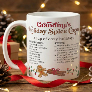 Cozy Christmas, Cute Grandma Hot Chocolate Recipe Coffee Mug