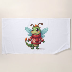 Cozy Christmas Dragonfly Beach Towel